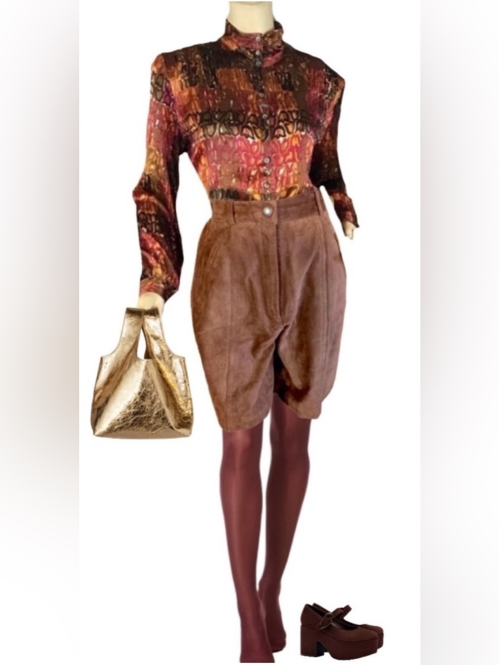 VINTAGE 1990’S FORENZA BROWN SUEDE PLEATED SHORTS (8)